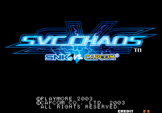 SVC Chaos title screen for Neo Geo